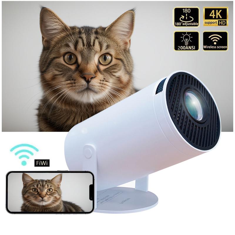 Projector, home HD intelligent projector, portable mobile bedroom home theater, Wired projection screen #125 Audio Bluetooth