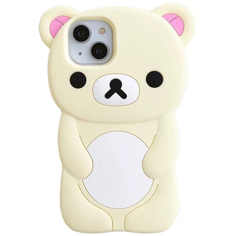 Rilakkuma Bear Silicone Soft Cover Case For iPhone 16 15 14 13 12 11 Pro Max Xs XR 6 7 8 Plus