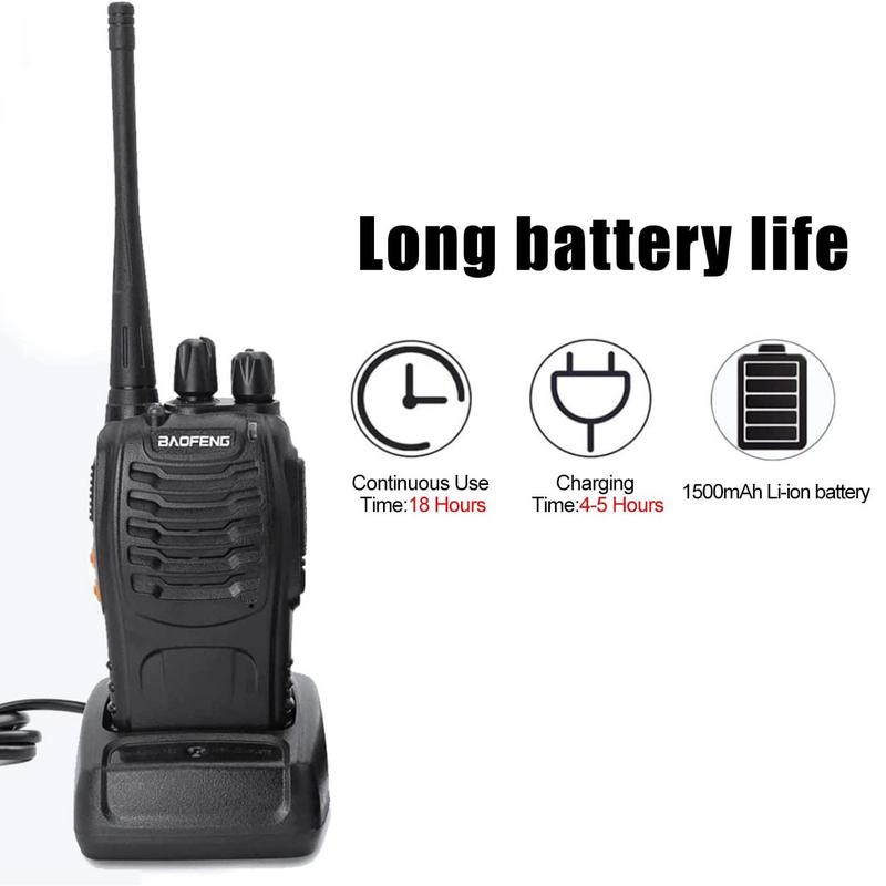 Baofeng 888S Walkie Talkie, 2 Counts Rechargeable Long Range Walkie Talkie with Earpieces, Professional Radio Handheld Two Way Radio with Li-ion Battery & Charger Included