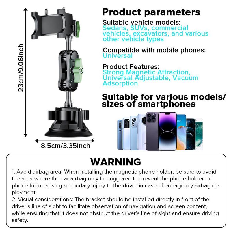 Folding Magnetic Car Phone Holder, 360° Rotation Adjustable Navigation Bracket Stronger Suction Dashboard Mount, Universal Cell Phone Holder