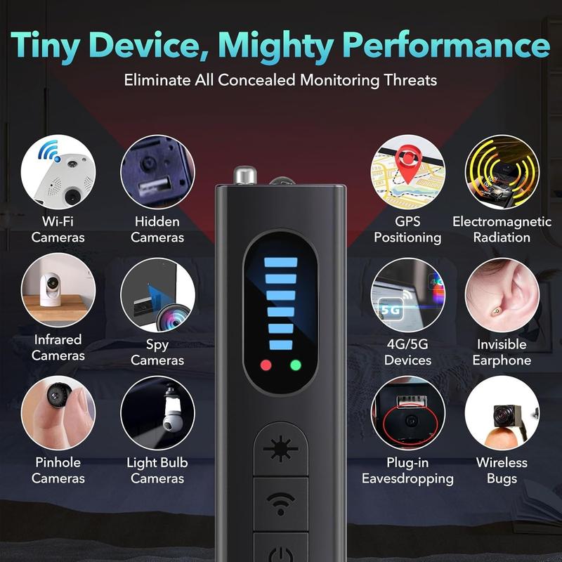 ENOMIR Hidden Camera Detectors, Listening Device Detector, Bug Detector, Car GPS Tracker Detector, RF Signal Detector, 5 Levels Sensitivity, 4 Modes, 30H for Car, Travel, Office, Hotel, Airbnb, Bathroom, Rental