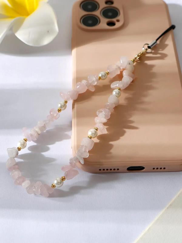 Faux Pearl Decor Phone Chain, Casual Simple Plain Phone Lanyard for Women & Girls, Fashion Accessories for Daily Decoration