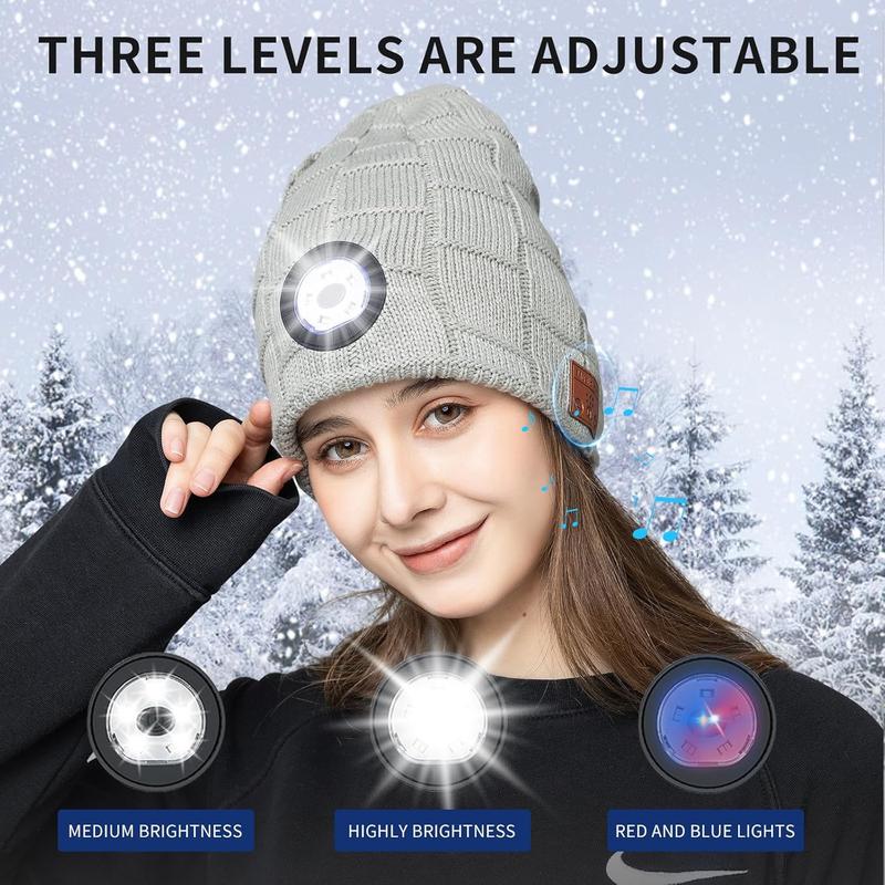 Bluetooth Hat Beanie with Headphones,Reachargeable Winter Knit Music Cap,Wireless Earphone Beanie for Men Women