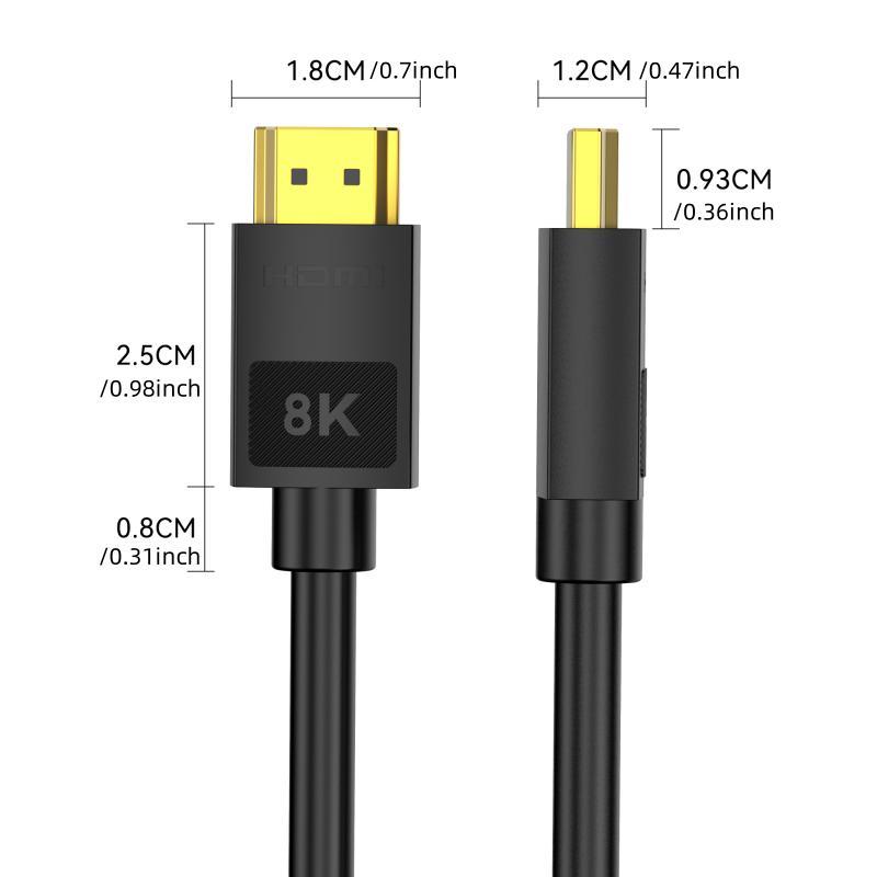 8K HDMI 2.1 Cable, High Speed 48Gbps HDMI 2.1 Cable, Support 8K@60Hz 4K@120Hz 2K@144Hz, Support 3D eARC HDR HDCP 2.2 2.3