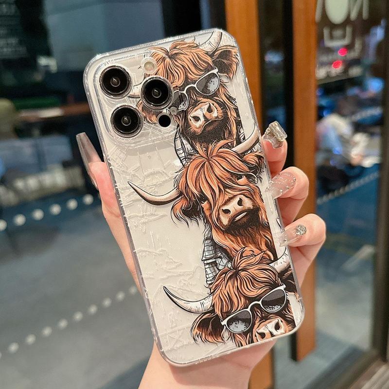 Creative Cow Pattern Phone Case, Shockproof Decorative Phone Protector Cover, Phone Accessory Compatible With iPhone 11 12 13 14 15 Series