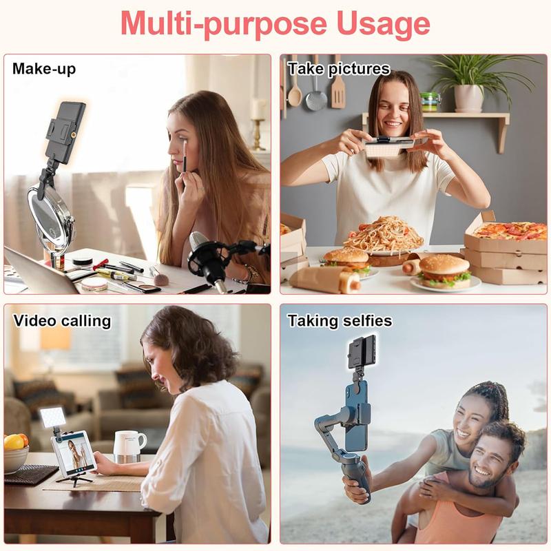 LED High Power Rechargeable Clip Fill Video Conference Light with Front & Back Clip, Adjusted 3 Light Modes for Phone, iPhone, Android, iPad, Laptop, for Makeup, TikTok, Selfie, Vlog