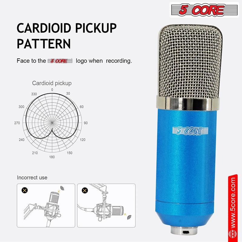 5 CORE XLR Microphone Condenser Mic for Computer Gaming, Podcast W Tripod Stand Kit for Streaming, Recording, Vocals, Voice, Cardioids Studio