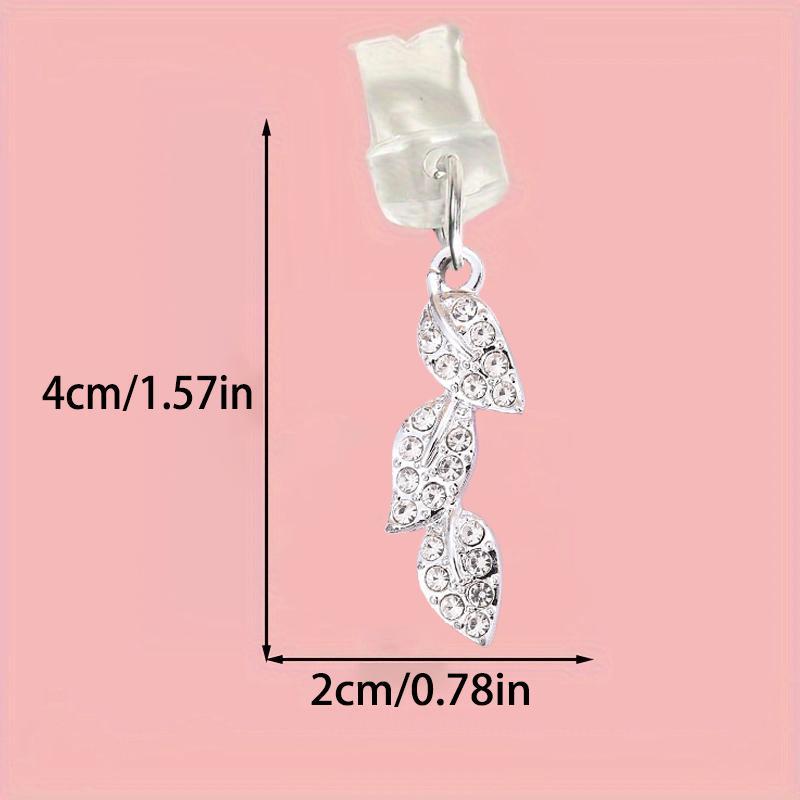 Rhinestone Decorated Phone Dust Plug, 1 Count Creative Leaf Shaped Phone Charging Port Dust Plug, Alloy Pendant Jewelry Dust Plug, Universal Phone Accessories for iPhone