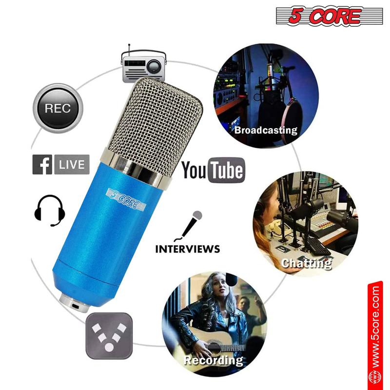 5 CORE XLR Microphone Condenser Mic for Computer Gaming, Podcast W Tripod Stand Kit for Streaming, Recording, Vocals, Voice, Cardioids Studio