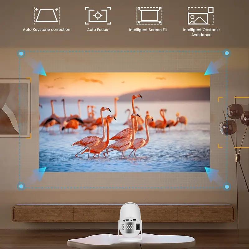 The new  Mini Projector with WIFI 6 and Bluetooth, 4K 1080P Support Portable Projector 180° Rotatable 130'' Screen Movie Projector Auto Keystone Compatible for Laptop, PC, Smartphone (White)Christmas presents, Birthday Presents