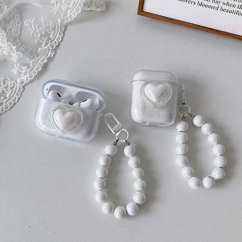 Heart Shaped Earphone Case with Bracelet, 1 Count Earphone Protective Cover, Earphone Accessories Compatible with AirPods 2 3 Pro