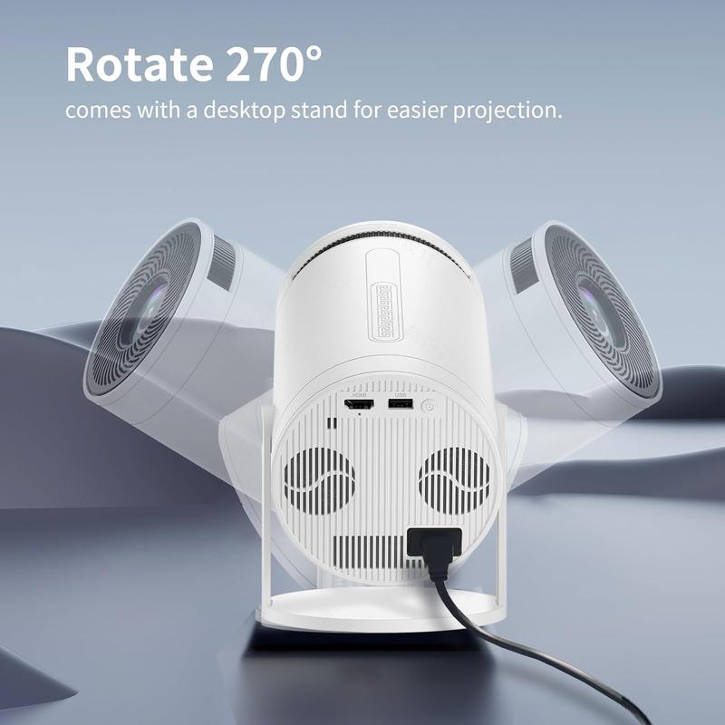 The new  Mini Projector with WIFI 6 and Bluetooth, 4K 1080P Support Portable Projector 180° Rotatable 130'' Screen Movie Projector Auto Keystone Compatible for Laptop, PC, Smartphone (White)Christmas presents, Birthday Presents