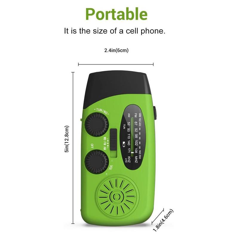 Hand Crank Radio with Solar Power Bank for Summer, AM FM NOAA Weather Radio with Flashlight, Portable Radio, Solar Powered Radio Tools, Summer Supplies