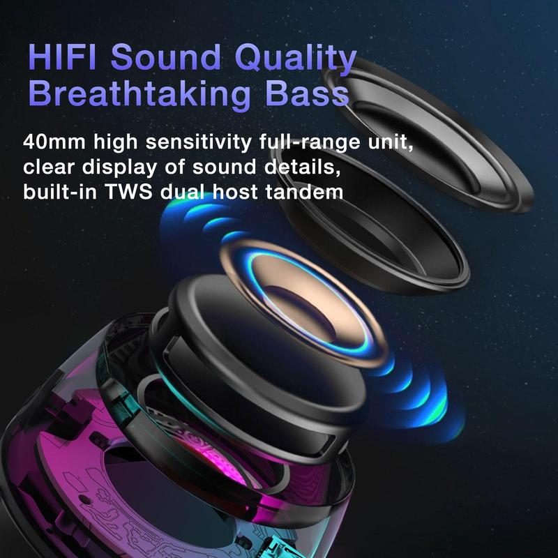 GENAI Magnetic Speaker, Rechargeable Compact & Portable RGB Lights HiFi Sound Speaker with Deep Bass, 6 Hours Playtime TWS Pairing Speaker for Outdoor & Home