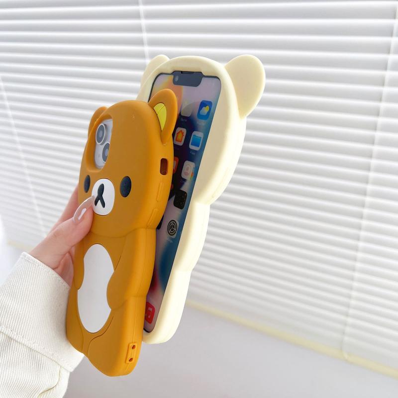 Rilakkuma Bear Silicone Soft Cover Case For iPhone 16 15 14 13 12 11 Pro Max Xs XR 6 7 8 Plus