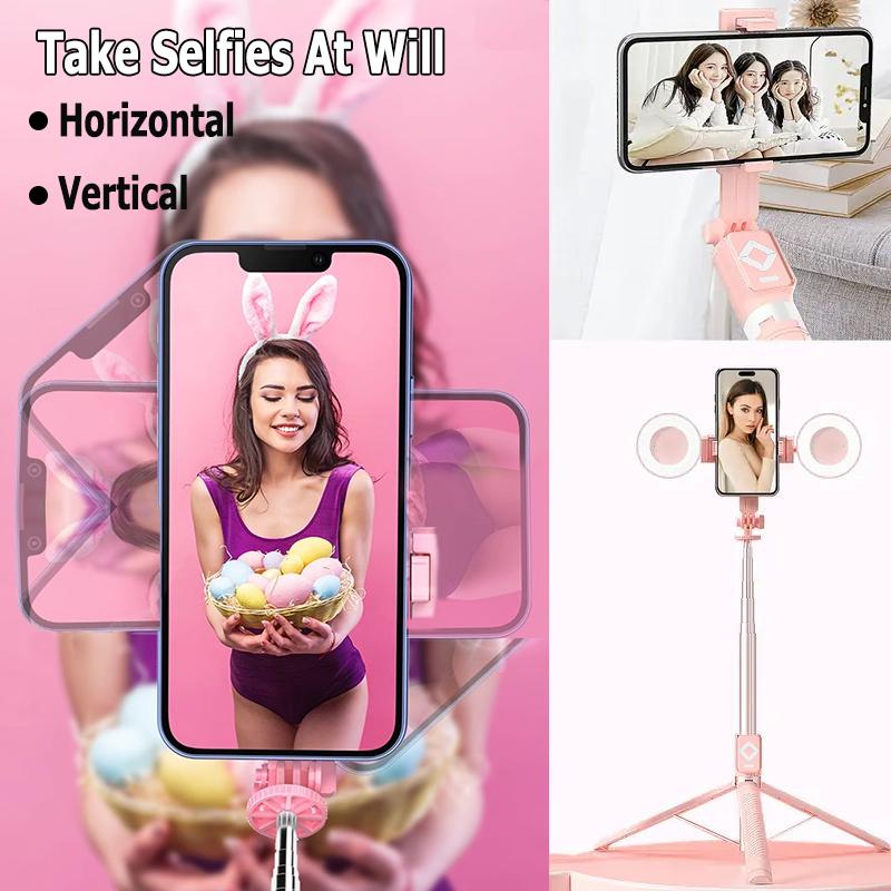 (Imoli) Upgraded 67-Inch Telescopic Multi-Function Mobile Phone Selfie Stick With Dual Fill Light, Built-In Tripod And Wireless Remote Control