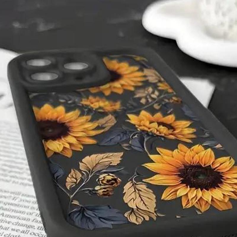 Sunflower Pattern Phone Case, Shockproof Phone Protective Cover, Phone Accessory Compatible with iPhone 16 15 14 13 12 11