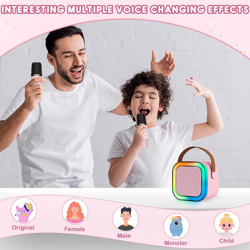 Mini children's karaoke machine, portable Bluetooth speaker, Bluetooth microphone, Bluetooth audio, can be connected to smartphones, suitable for boys, girls, adults, parties, and family KTV