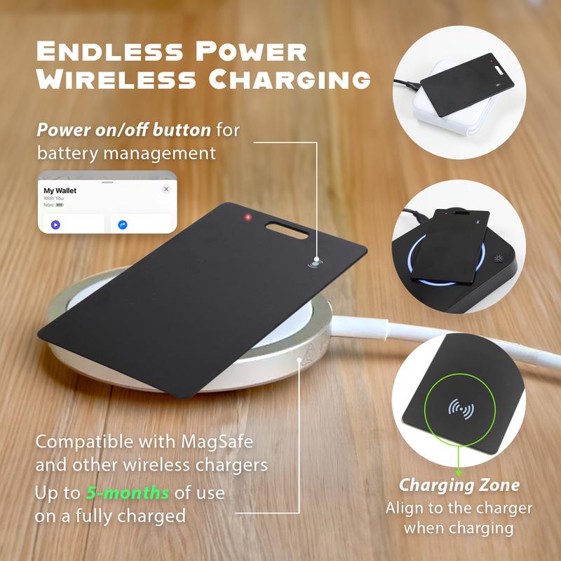 Smart Tracker Card(iOS Only) - Works with Apple Find My, Rechargeable Wireless Charging,IP68 Smart Wallet Tracker Card,Wallet Tracking Card