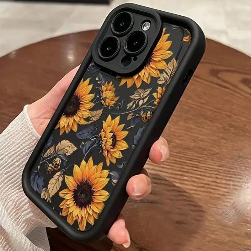 Sunflower Pattern Phone Case, Shockproof Phone Protective Cover, Phone Accessory Compatible with iPhone 16 15 14 13 12 11