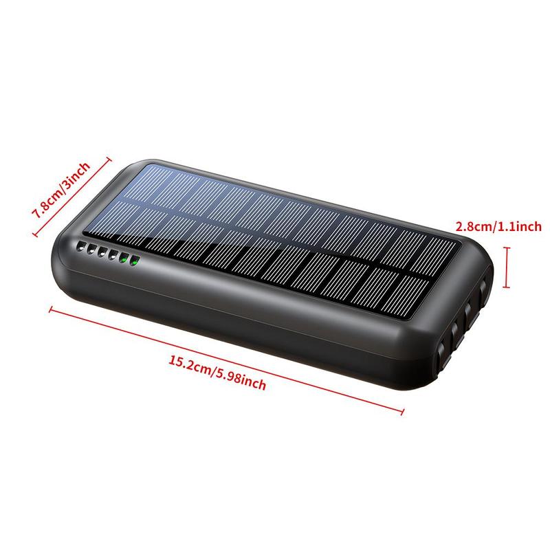 Solar Power Bank for Summer, 1 Count Chargeable Power Bank with 4 Output Cables & LED Flashlight for Smartphone, Portable Compact Multicharger with LED Lights, Power Bank Charger, Phone Accessories