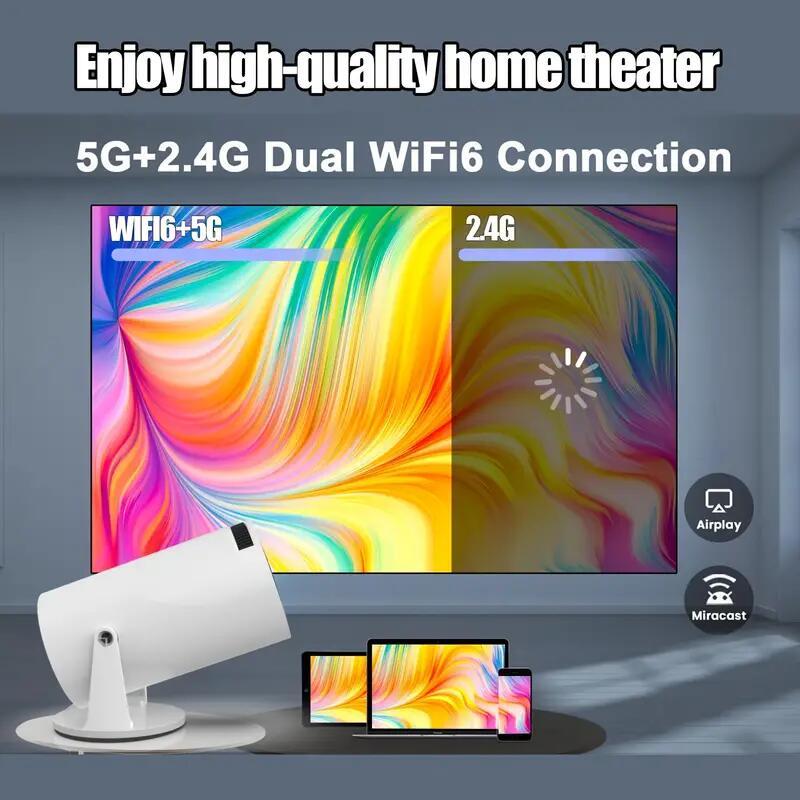 Projector, home HD intelligent projector, portable mobile bedroom home theater, Wired projection screen #125 Audio Bluetooth