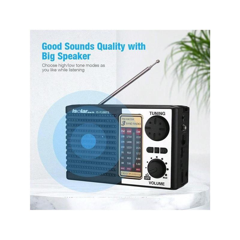 GX 3-Way Powered Solar Emergency Radio - AM FM Digital Speaker With LED Flashlight, USB And TF Card Interface, Rechargeable Battery, Adjustable Volume, Perfect For Outdoor Activities And Emergency Situations Audio Solar radio