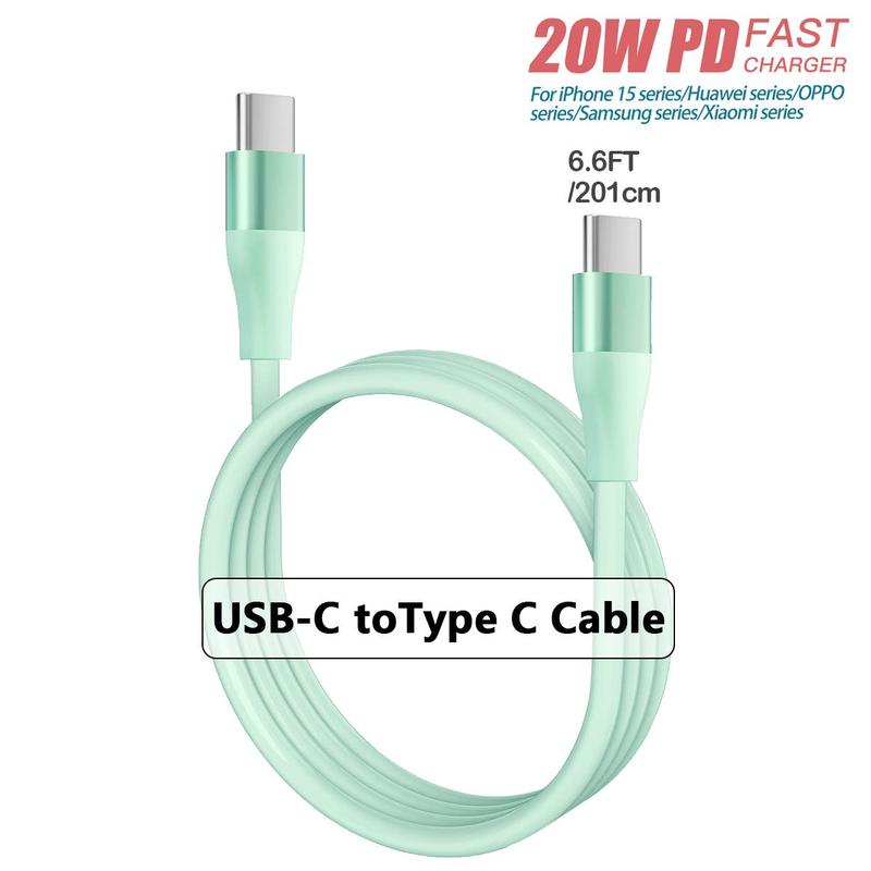 20W USB-C to Type-C Fast Charging Cable, 6.6FT Phone Charging Cable Compatible with Apple iPhone 15 HUAWEI Samsung Xiaomi OPPO & More USB-C Devices