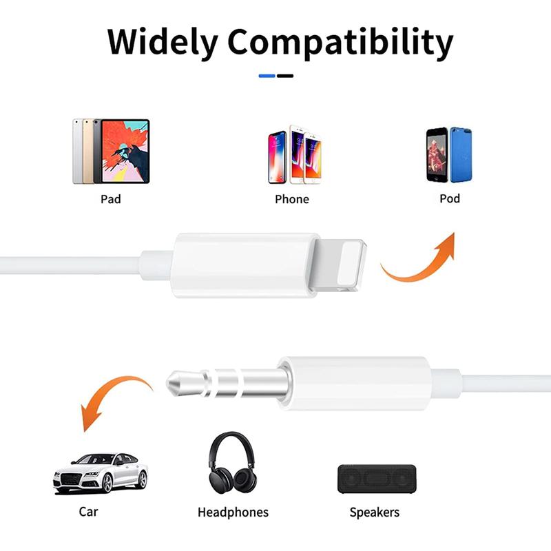 Phone AUX Cord for Phone,Lightning to 1 8 Inch Audio Cable,3.3ft, Headphone Jack Adapter Male Aux Stereo Audio Cable Compatible for Phone 14 13 12 11 XR X 8 7 (White)