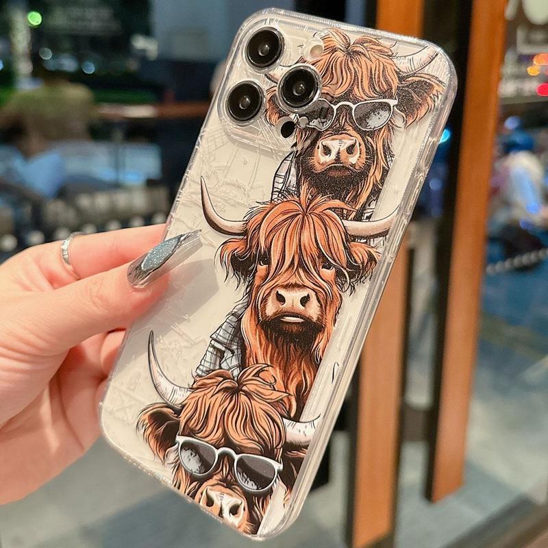 Creative Cow Pattern Phone Case, Shockproof Decorative Phone Protector Cover, Phone Accessory Compatible With iPhone 11 12 13 14 15 Series