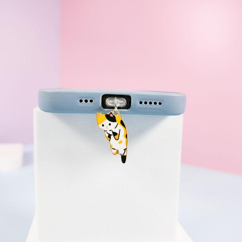 Cute Cat Design Phone Dust Plug, 1 Count Creative Mobile Phone Dust Plug, Mobile Phone Hanging Accessories for iPhone & Samsung Type-C Interface