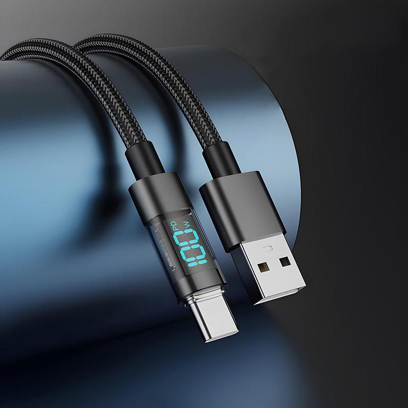 100W Digital Display Fast Charging Data Cable, USB-C Data Cable, Type-C Phone Charging Cable for Samsung S24 Xiaomi Redmi Huawei