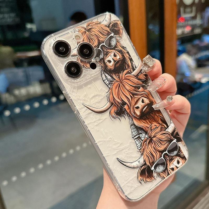 Creative Cow Pattern Phone Case, Shockproof Decorative Phone Protector Cover, Phone Accessory Compatible With iPhone 11 12 13 14 15 Series