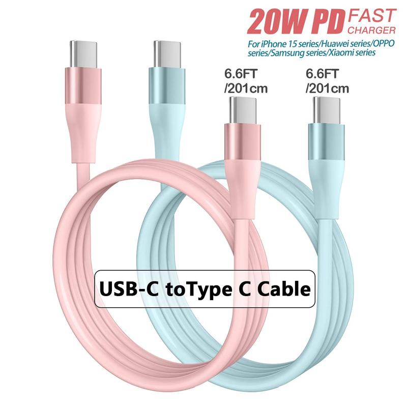 20W USB-C to Type-C Fast Charging Cable, 6.6FT Phone Charging Cable Compatible with Apple iPhone 15 HUAWEI Samsung Xiaomi OPPO & More USB-C Devices