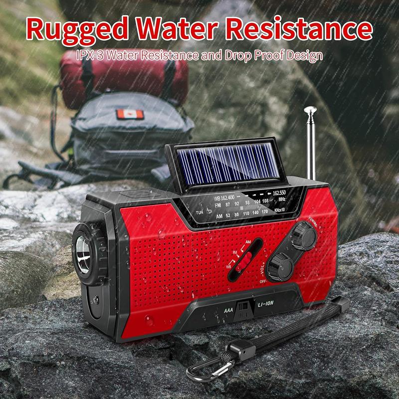 Portable USB Solar Hand Crank Charging Radio, Emergency Weather Radio with Power Bank Function, Radio with SOS Alarm & Flashlight for Indoor Outdoor Emergencies