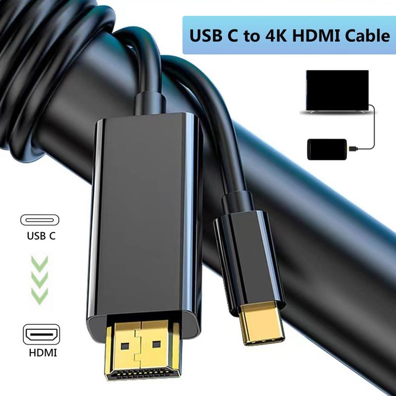 USB C to HDMI  6ft, USB C Male to HDMI Male  for Home Office, USB 3.1 Type C to HDMI Cord [Thunderbolt 3 4] for MacBook Pro,  15, Chromebook, Surface Pro, etc