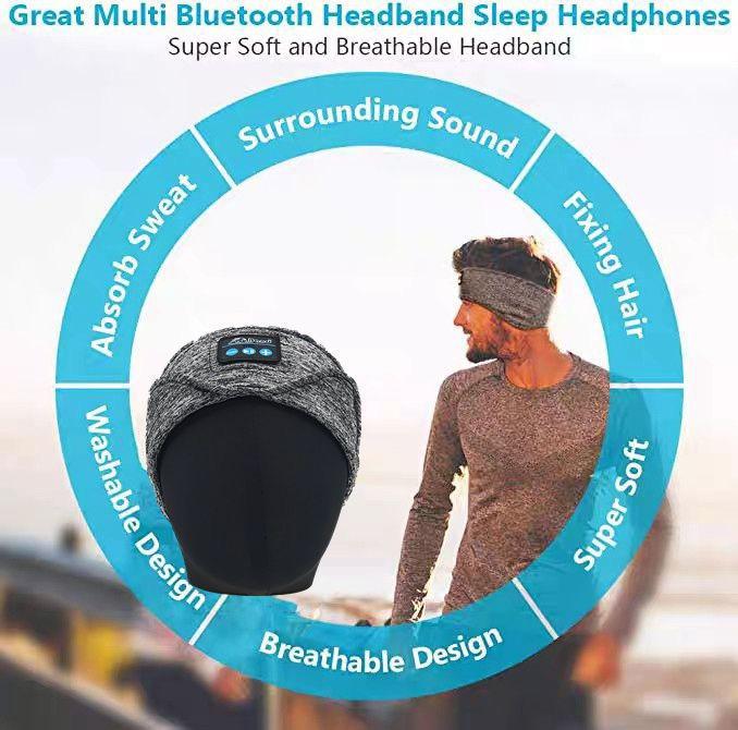 Sleep Headphones Bluetooth 5.2 Headband, Sports Wireless Earphones Sweat Resistant Earbuds with Ultra-Thin HD Stereo Speaker and Clear Audio for Workout Running Cool Gadgets Unique Gifts(Black) Electronic Headset