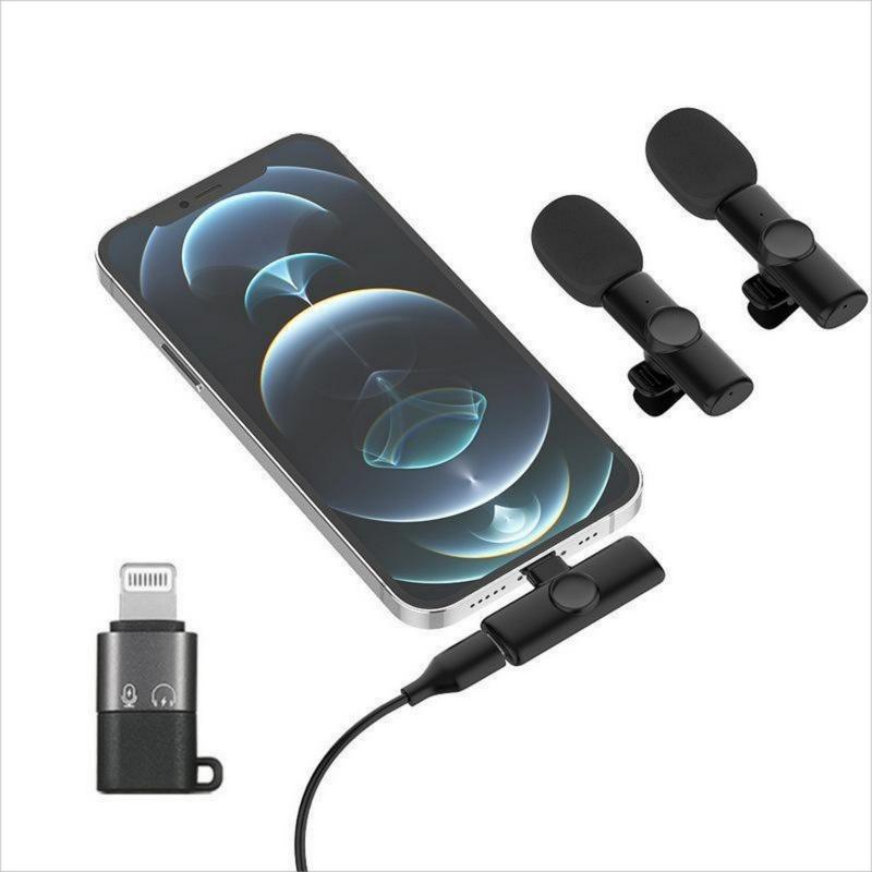 Portable Wireless Lavalier Microphone with Receiver,Rechargeable,Stereo,Plug&Play Lapel Mic,Clip Type Mini Wireless Microphone for iPhone&Android Phone,for Video Recording,Teaching,Laptop,Interviews, Podcast,Tiktok&Vlog,Audio Accessories,Gifts