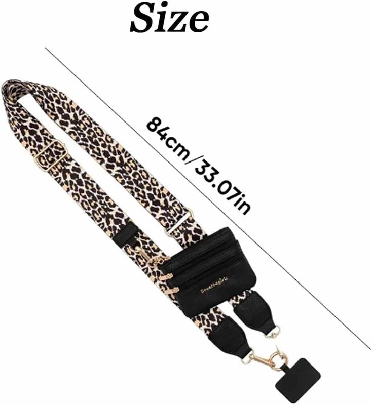 Clip and Go Strap for Phone with Wallet Crossbody, Save Girls Phone Strap with Zipper Wallet pouch , Adjustable Nylon Shoulder Strap Cellphone Lanyard for Women, Handsfree Cellphone Chain Accessories