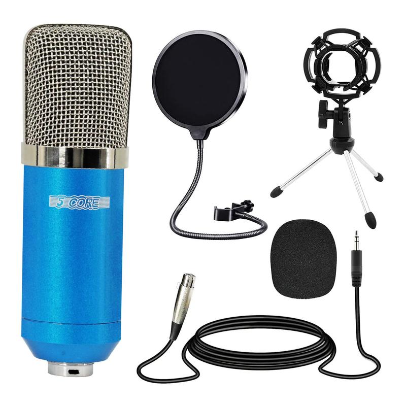 5 CORE XLR Microphone Condenser Mic for Computer Gaming, Podcast W Tripod Stand Kit for Streaming, Recording, Vocals, Voice, Cardioids Studio