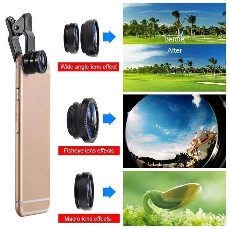 Universal Clip Lens Set, Professional 3 In 1 Mobile Phone Camera Lens, Portable Wide Angle & Fisheye & Macro Lens, Lens Kit for Mobile Phone, Phone Accessories, Mobile Lenses Accessories, Boyfriend Gift