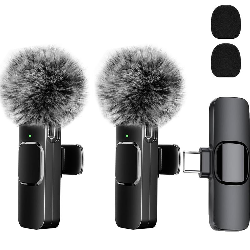 2 pieces  Wireless Lavalier Microphone for iPhone, iPad, Android - Bluetooth Lapel Phone Mic for Video Recording - Mini Clip on Microphones for Tiktok  Podcast Interview Audio Smartphone, christmas gift ideas Black Friday Deals tiktok shop store