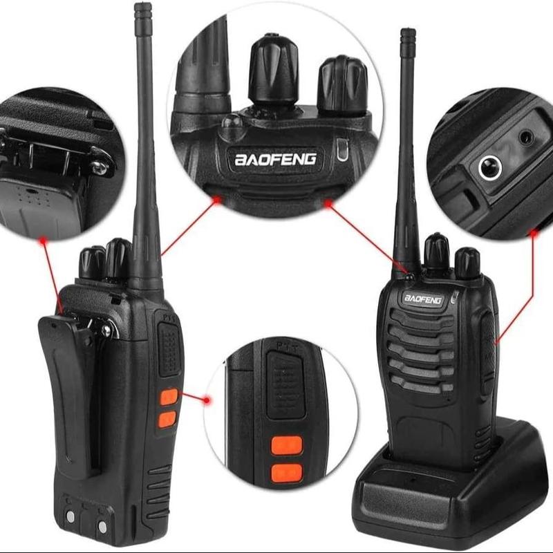 Baofeng 888S Walkie Talkie, 2 Counts Rechargeable Long Range Walkie Talkie with Earpieces, Professional Radio Handheld Two Way Radio with Li-ion Battery & Charger Included