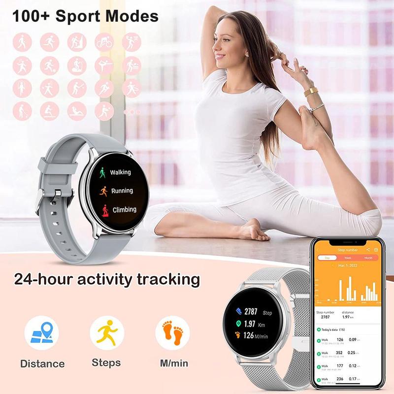 Multifunctional Smart Watch, Fashion Digital Watch with Multiple Sport Modes, Wireless BT Call Sports Smart Watches with Replacement Watch Band for iOS & Android, Fitness Watch, Women Gift