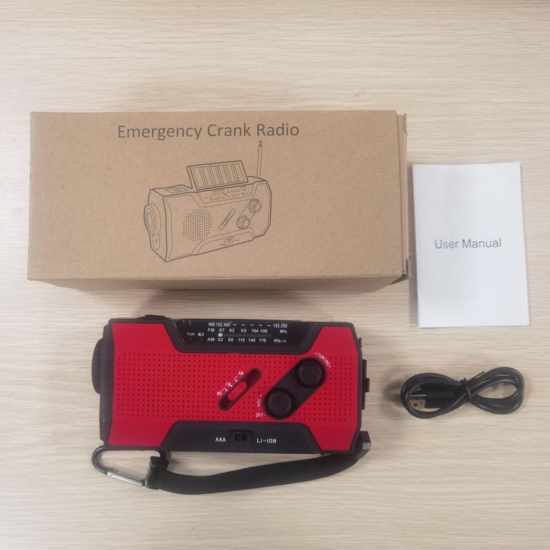 Portable USB Solar Hand Crank Charging Radio, Emergency Weather Radio with Power Bank Function, Radio with SOS Alarm & Flashlight for Indoor Outdoor Emergencies