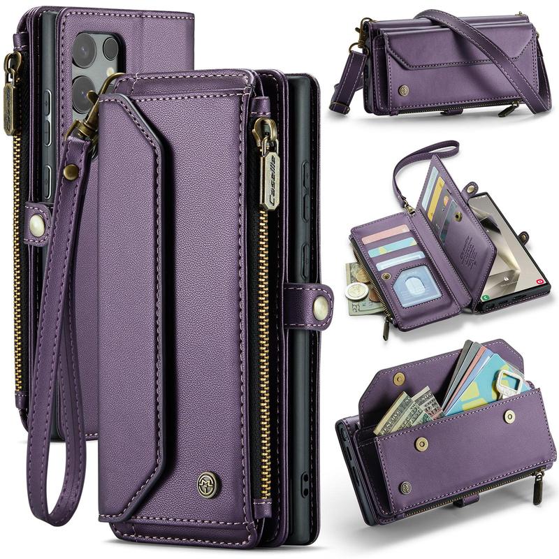 CaseMe Crossbody Phone Case with Card Slot (1 Count), Phone Wallet Case with Zipper, Phone Accessories for Samsung Galaxy S24 UltraS23 FE S10 Plus, Smartphone Case