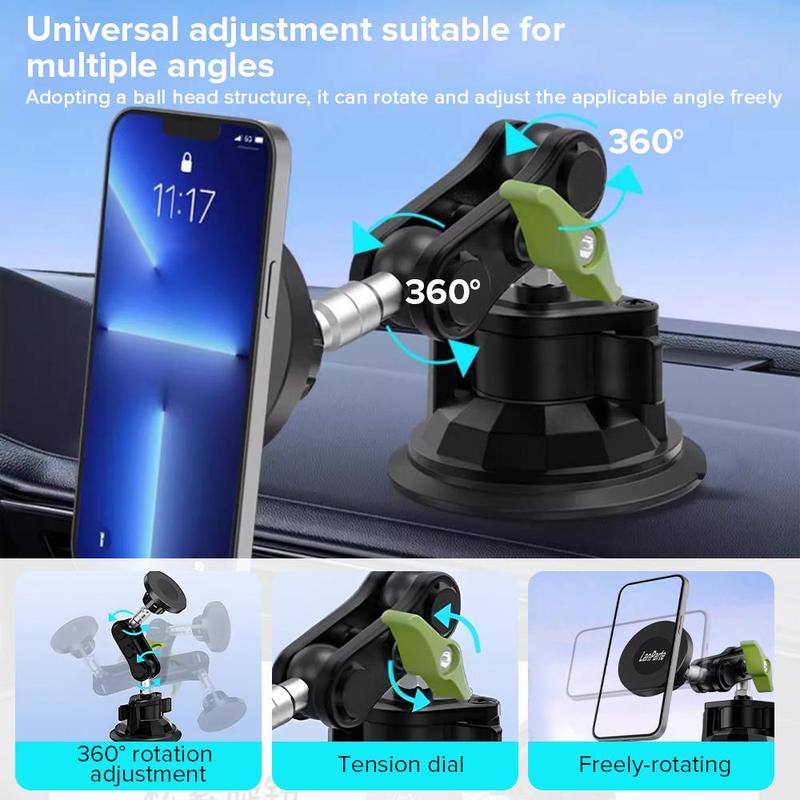 Folding Magnetic Car Phone Holder, 360° Rotation Adjustable Navigation Bracket Stronger Suction Dashboard Mount, Universal Cell Phone Holder