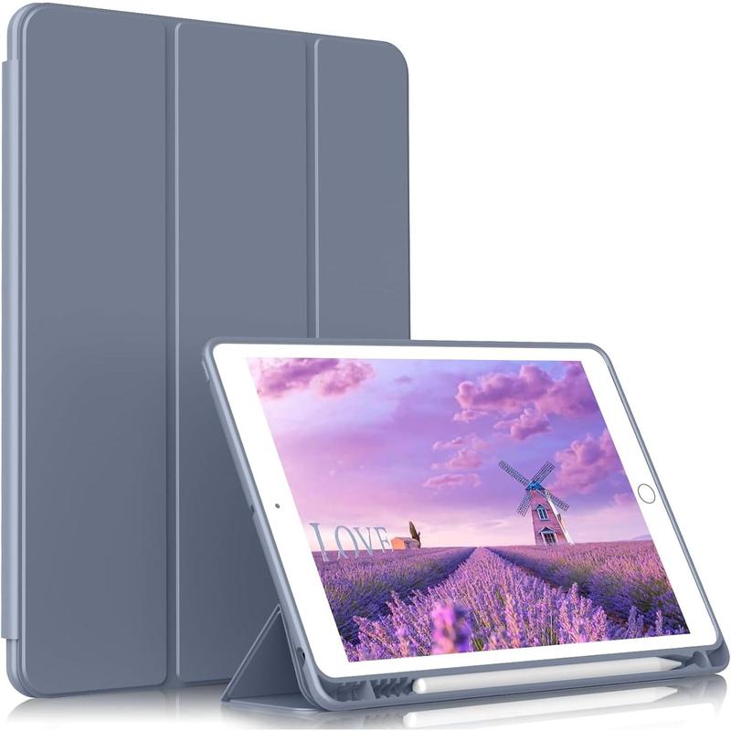 Case for iPad 6 5 9.7 Inch, Case with Pencil Holder for iPad 6th 5th Generation 2018 2017, Soft Protective Case, Auto Wake Sleep, Purple