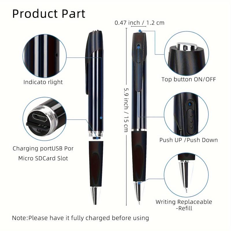 1pcs 1080P HD Portable Camera, Mini Cam Recorder Pen with Video, Touch-Controlled, Rechargeable, Indoor Outdoor Body Camera for Meeting, Business, Office, Home, Lectures, Class, Surveillance Camera Recording