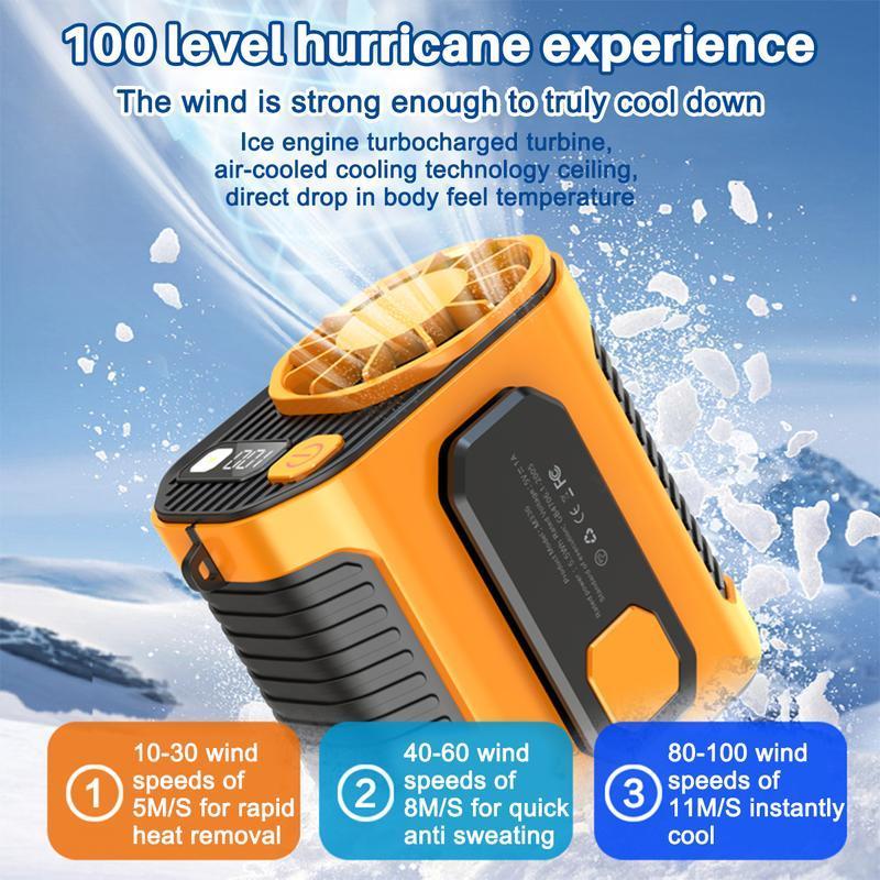 Portable Waist Fan, USB Rechargeable Fan with Built-in Strong Flashlight, Long Standby Fan for Outdoor Camping Hiking Fishing